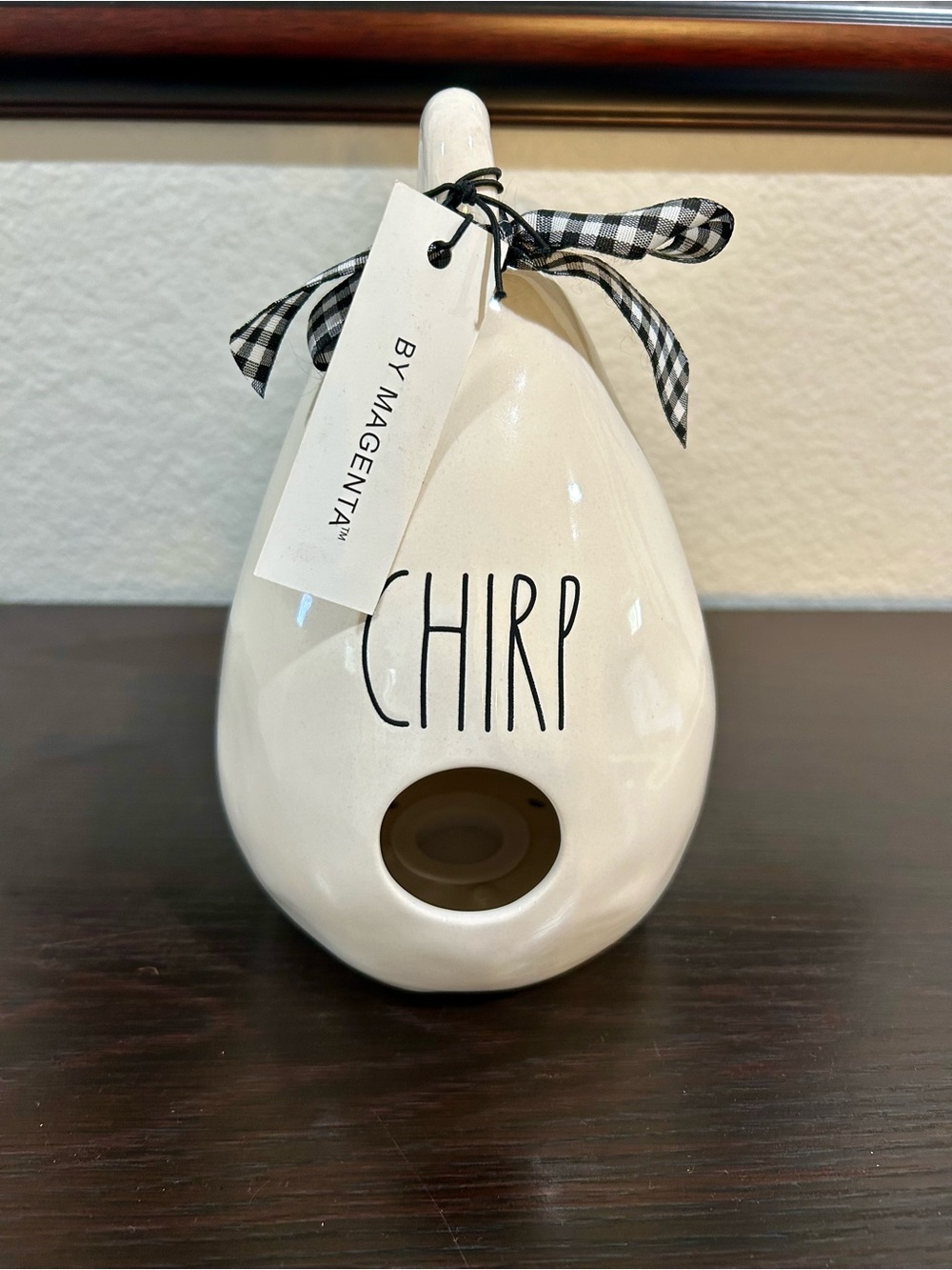 Rae Dunn Cream Ceramic Birdhouse with Black Accents - CHIRP